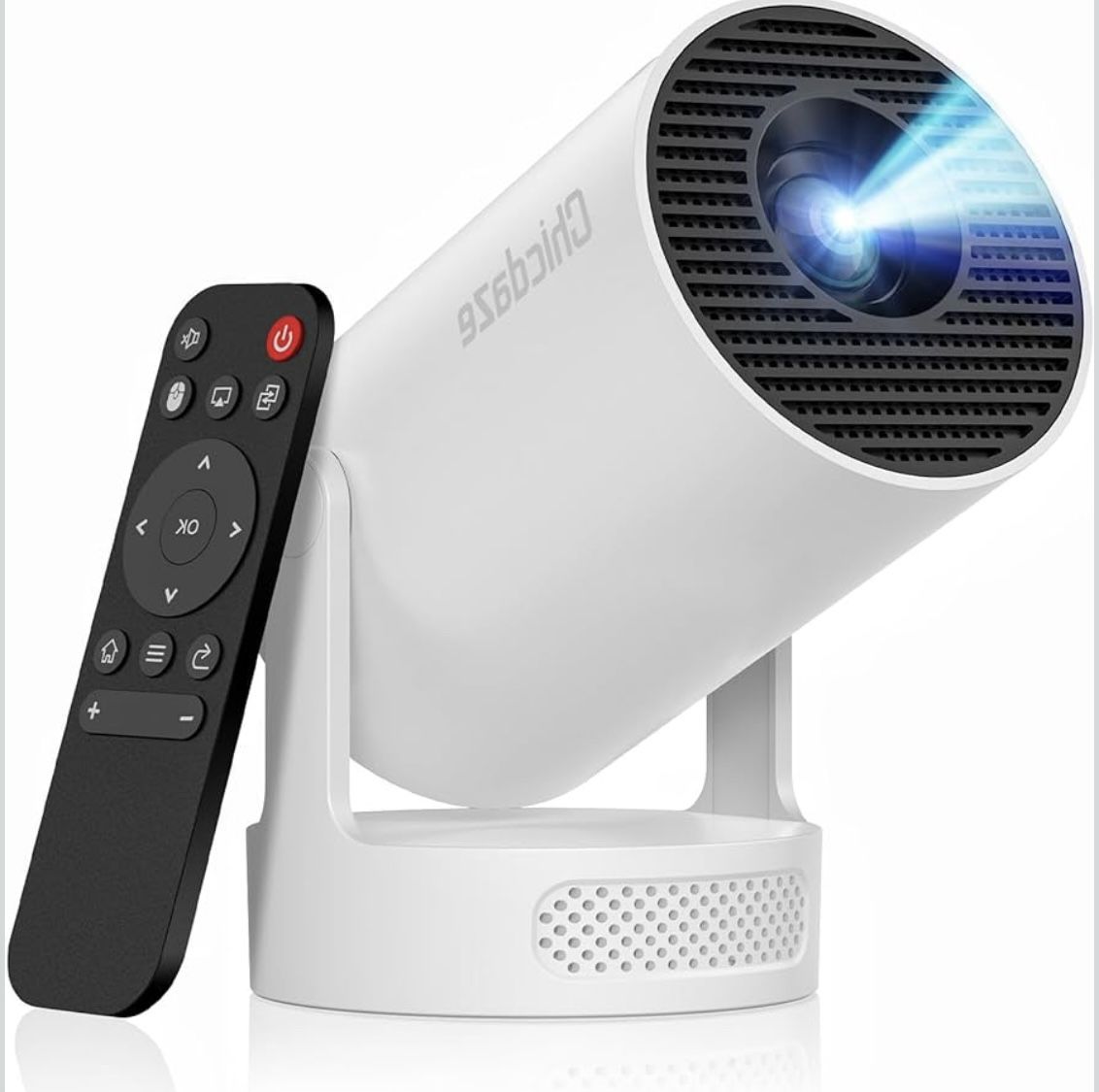  WiFi and Bluetooth, 4k 1080P Video Projector Support 5w Sound Base Speaker, 200 ANSI, 210° Rotation, Auto Vertical Keystone for Home Bedroom Outdoor,