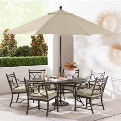 Agio Wythburn Outdoor Dining 7pc Set (60" Round Table & 6 Scroll Dining Chairs)