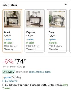 ChooChoo Narrow Console Table, Chic Accent Sofa Table, Entryway Table, Black