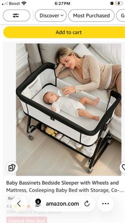 Baby Bassinet Bedside Sleeper with Wheels and Storage