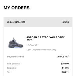 Jordan wolf grey 5”s