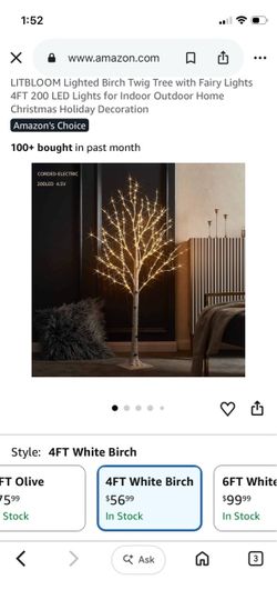 💥 50% OFF 💥 Two White Twig Trees 3.5’ & 6’ 🎄 Pre-Light LED white Lights 🎄with different light settings 🎄
