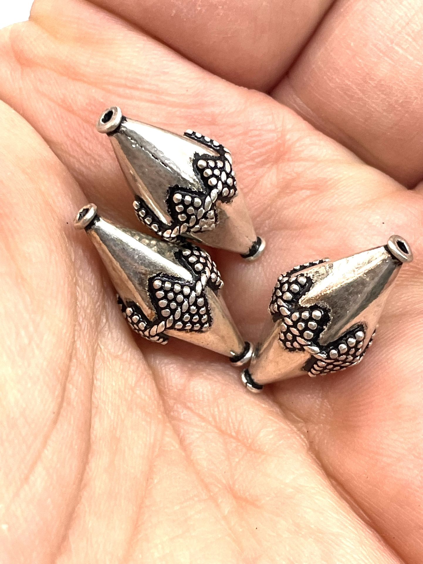 Sterling Bali Bicone Bead