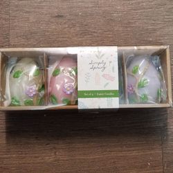 Set of 4 Easter Spring Hand Design  Candels
