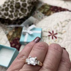 3 stone Princess Cut Diamond Ring.  Approx. Total Carat 2 1/4.  