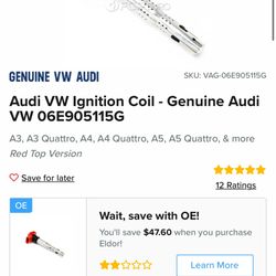 Audi VW Ignition Coil - Genuine Audi VW 06E905115G