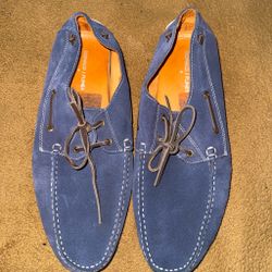Donald J Pliner blue boat shoes with white stitching size 12