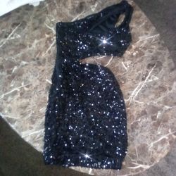 Black sparkly off the shoulder dress