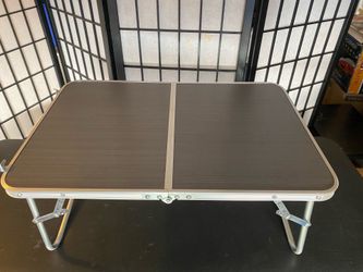 Portable Folding Aluminum Camping Picnic Table, Bi-Fold, Black Top