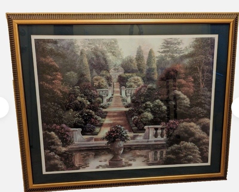 Framed European Rose Garden print by Betsy Brown