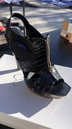 Jessica Simpson Junior Black Croc Platform Sandals Size 9.5