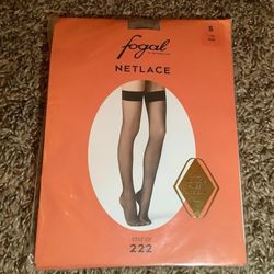 Fogal Netlace fishnet stay up stockings, color taupe, size: S