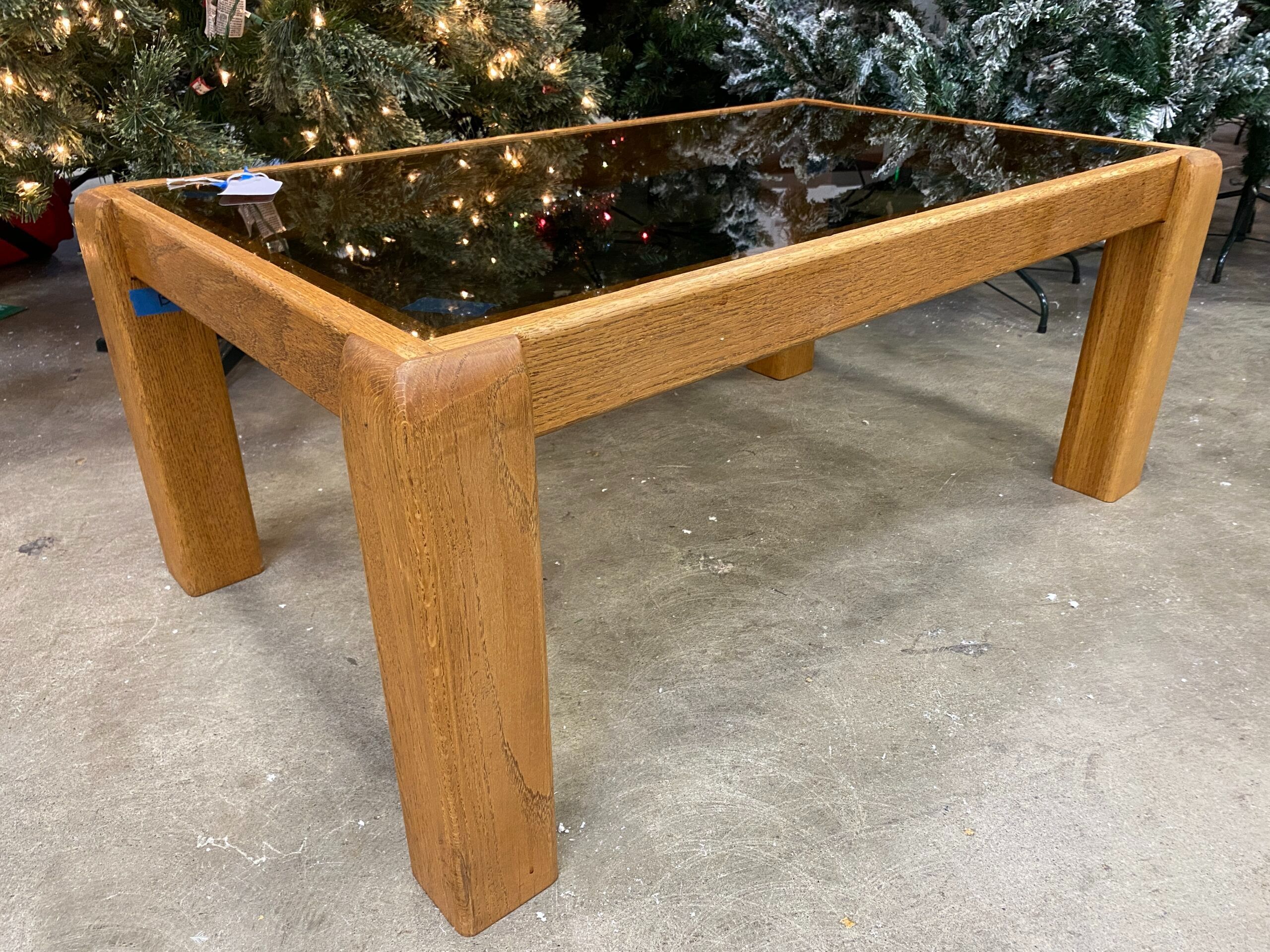 Smoked Glass Wooden Coffee Table