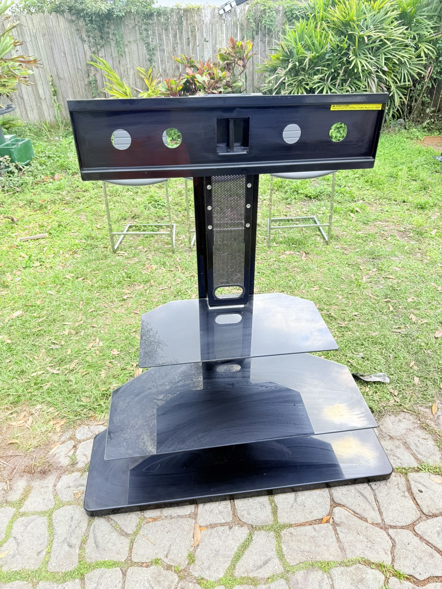 Modern Black Metal/Glass TV Stand