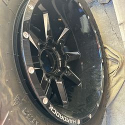 20x12 Rims With 33” Tires Color Black With Chrome 