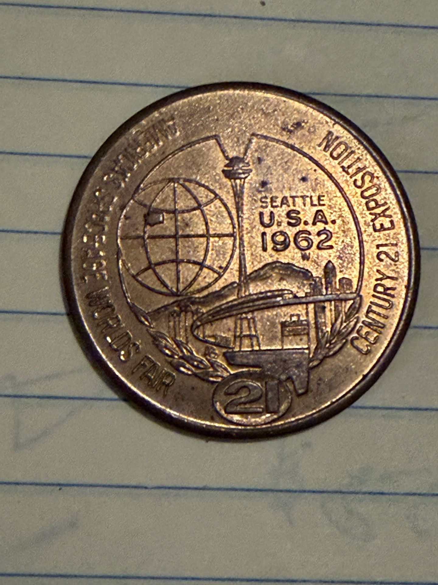 World's Fair Seattle Washington One Dollar Token Century 21 Expo 1962