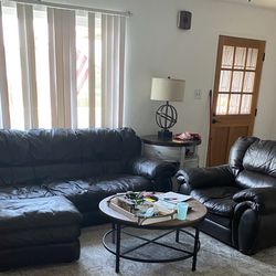 Faux Leather Couch, Chair, & Ottoman 