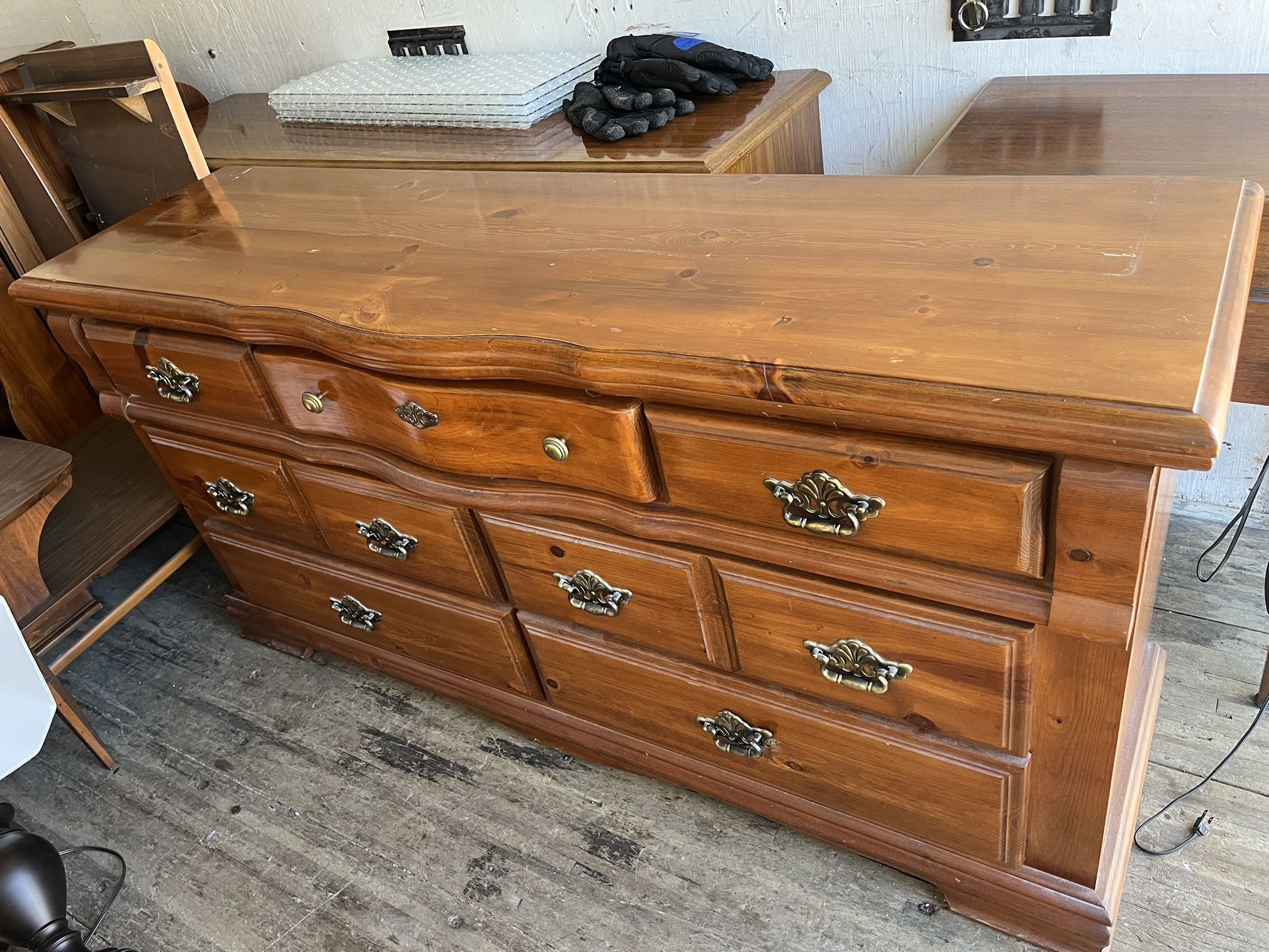 1990’s solid wood dresser with mirror top Free