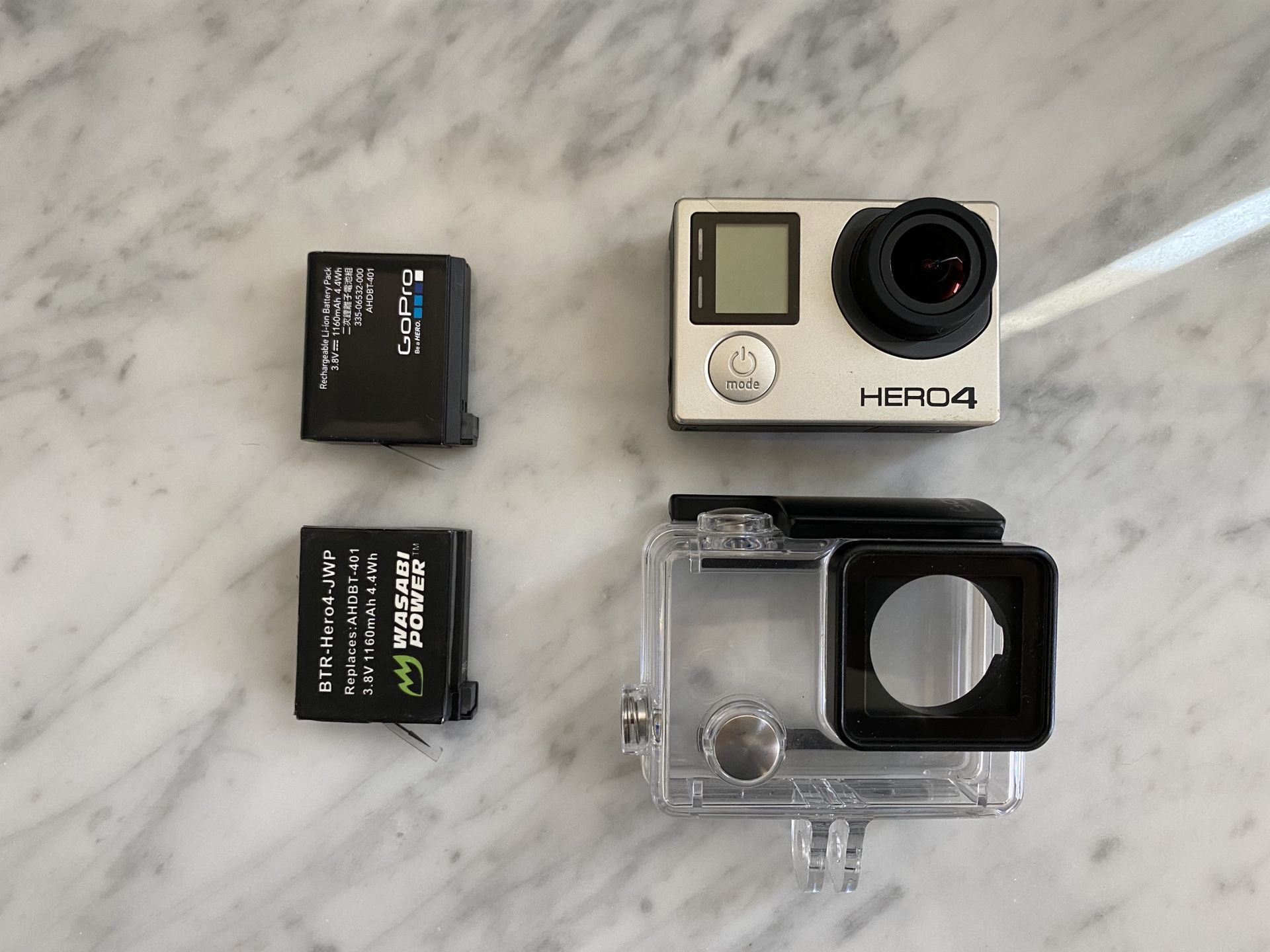 GoPro Hero 4 with case and two batteries