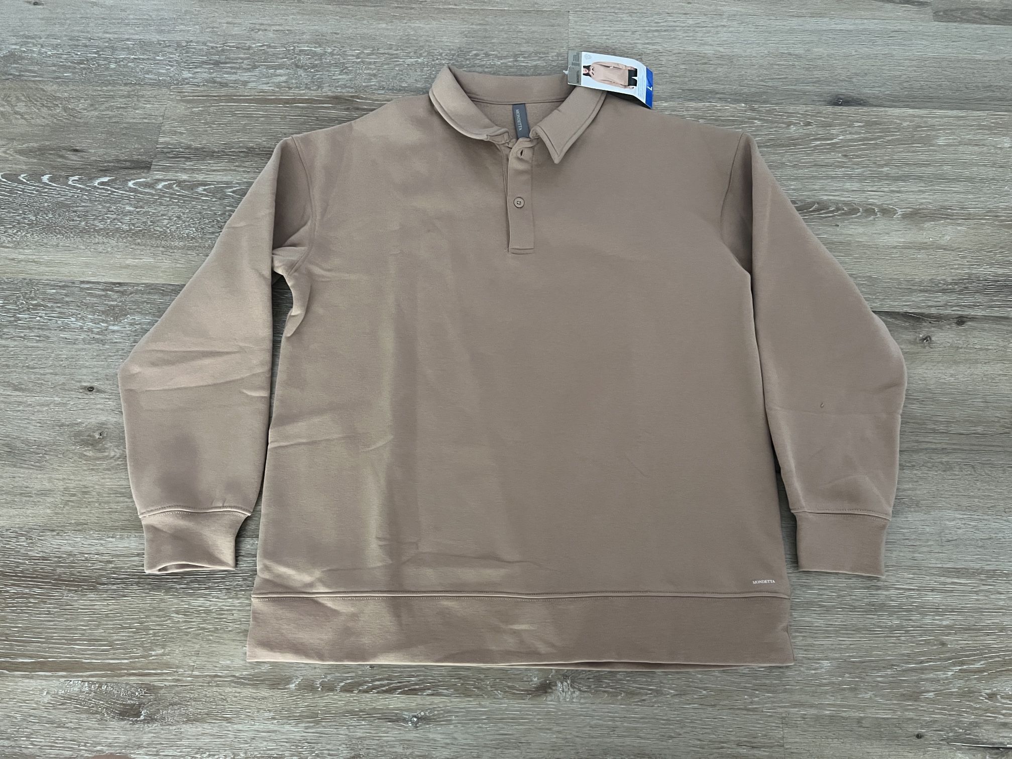 Mondetta Women's Collared Fleece Pullover Natural Size L
