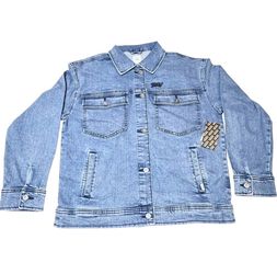 Vans Off The Wall Denim Jean Jacket Women Medium Ocean Wash Embroidered Logo