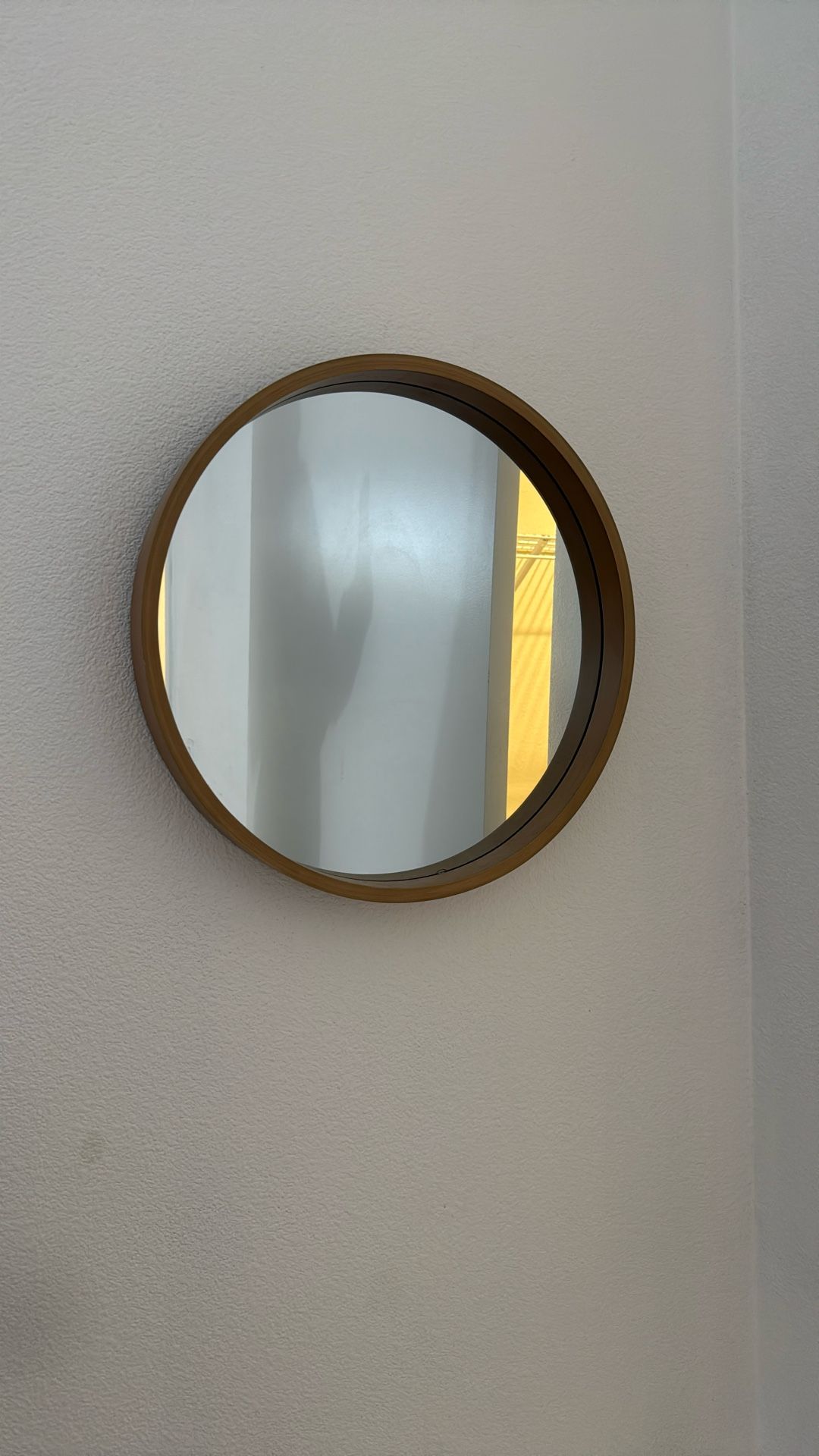 Two Wooden Round Mirrors