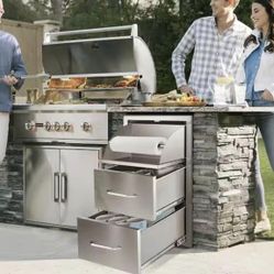 Outdoor BBQ Kitchen Stainless Steel Double Access Drawers