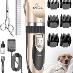 oneisall Dog Shaver Clippers Low Noise Rechargeable Cordless Electric Quiet Hair Clippers Set for Dogs Cats Pets  Very lightly used yours for $23