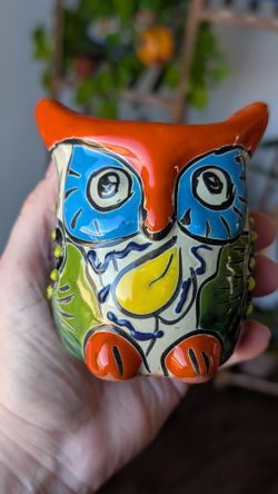 Talavera Owl Planter – Small Decorative Pot – Made in Mexico