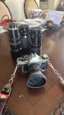 Canon AE-1 Camera and Telephoto Lenses