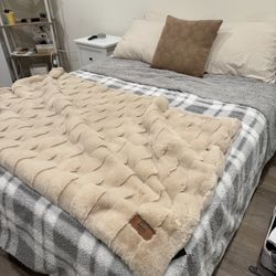 Queen bed - frame + mattress- must go today!!!!!