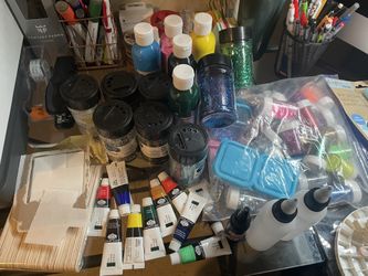 Glitter and fabric paint supplies