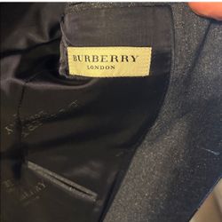 Black Friday Sale ! Men's Gray Blue Blazer from Burberry LONDON. With Leather trim. 2 button front. 