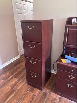 Cherry Wood 4-Drawer Filing Cabinet