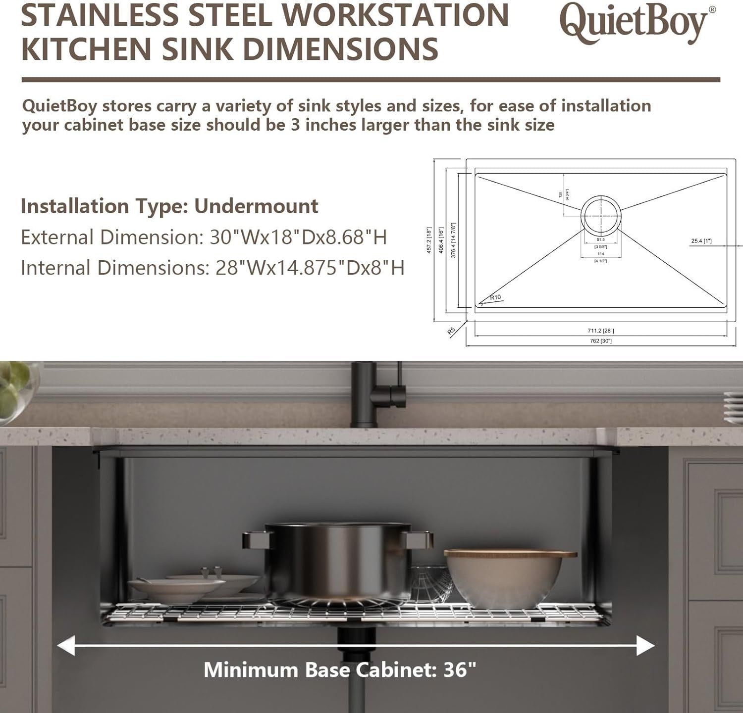 Brand new in box Stainless Steel Kitchen Sink with Faucet: 30 Inch Undermount Single Bowl Farmhouse Workstation Sink Noise Reducing Design & Accesso