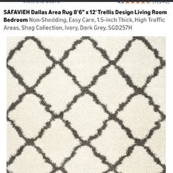 Area Rug  8'6  X   12 ' Ivory And Dark Grey 