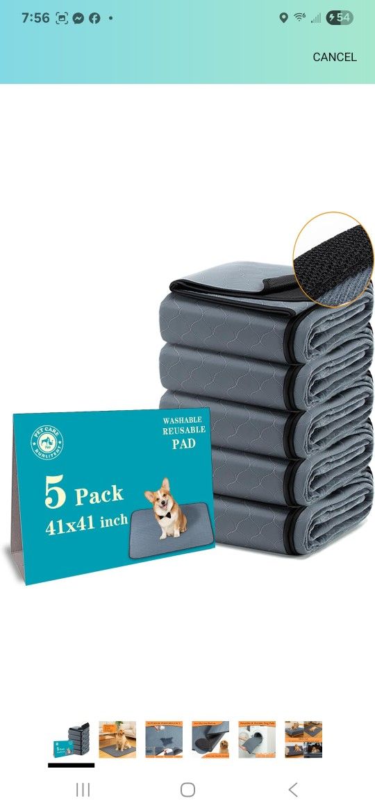 Washable Pee Pads for Dogs 41" x 41", 5 Pack, Reusable Puppy Pads, Dog Training Pads with Quick Dry, Large Anti-Slip Whelping Pad for Pet, Playpen, In