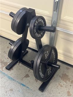 Olympic Cast Iron Weight Plate Set with Storage Rack
