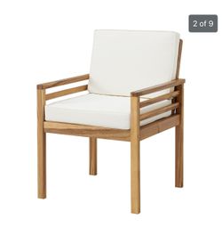 6 Acacia Outdoor Dining Chair with Seat and Seatback Cushion