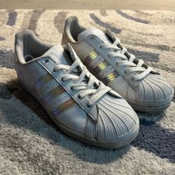 Adidas White and Silver Sneakers Iconic Shell
