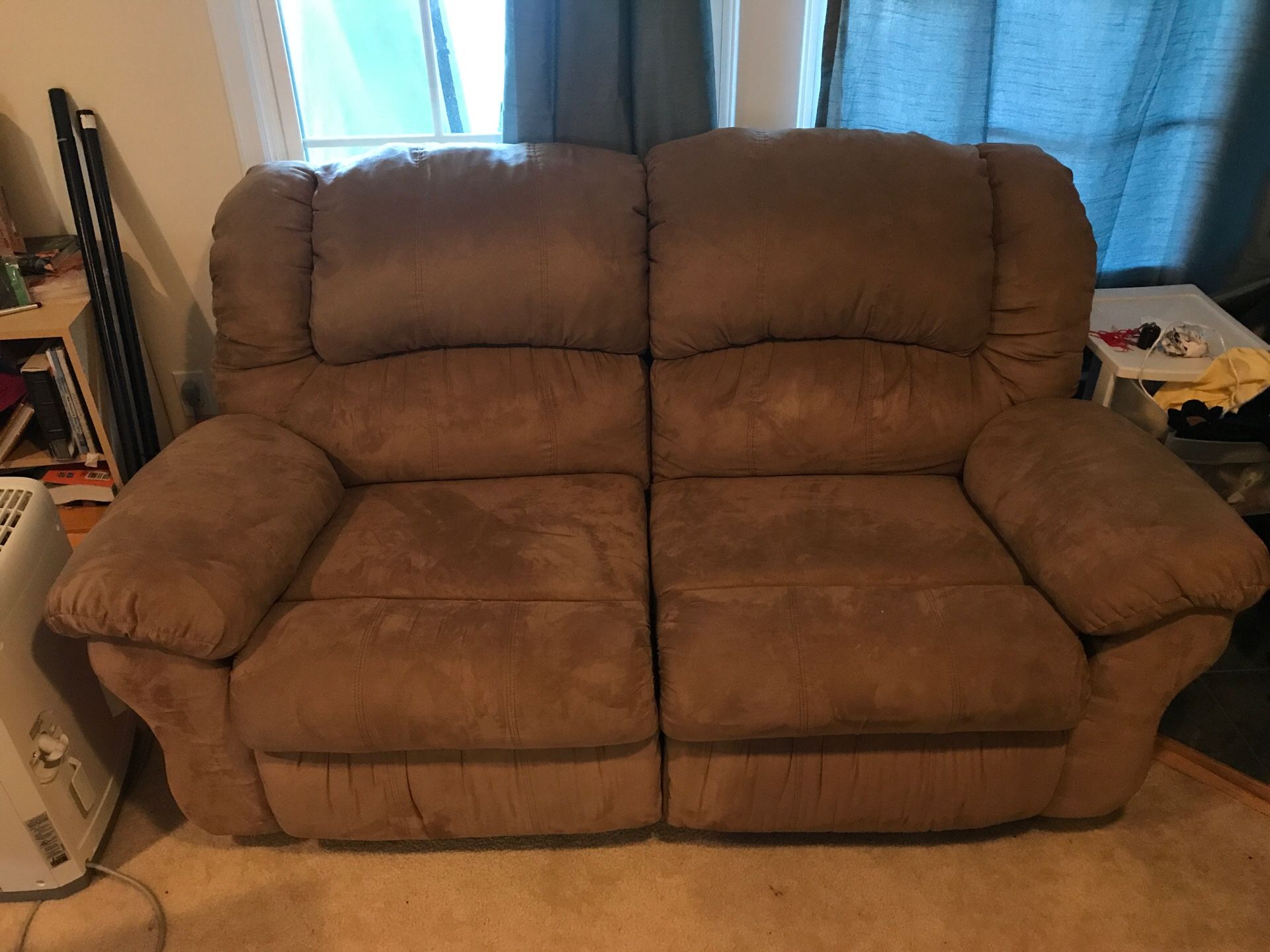 Microfiber brown couch dual recliner