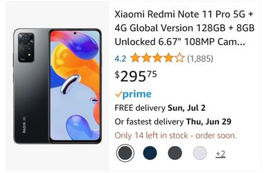 Xiaomi Redmi Note 11 Pro 128GB 8GB RAM (FACTORY UNLOCKED) 6.67 108MP  (Global)