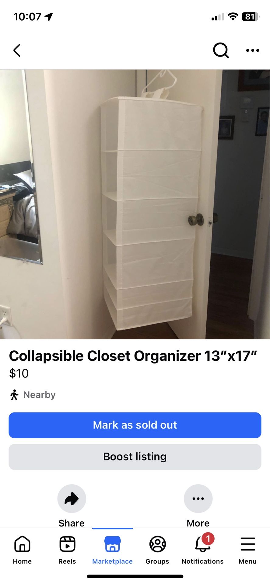 Collapsible Closet Organizer 13”x17”