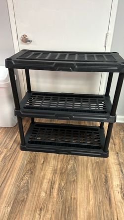 Black Plastic 3-Tier Storage Shelf 37x35x17