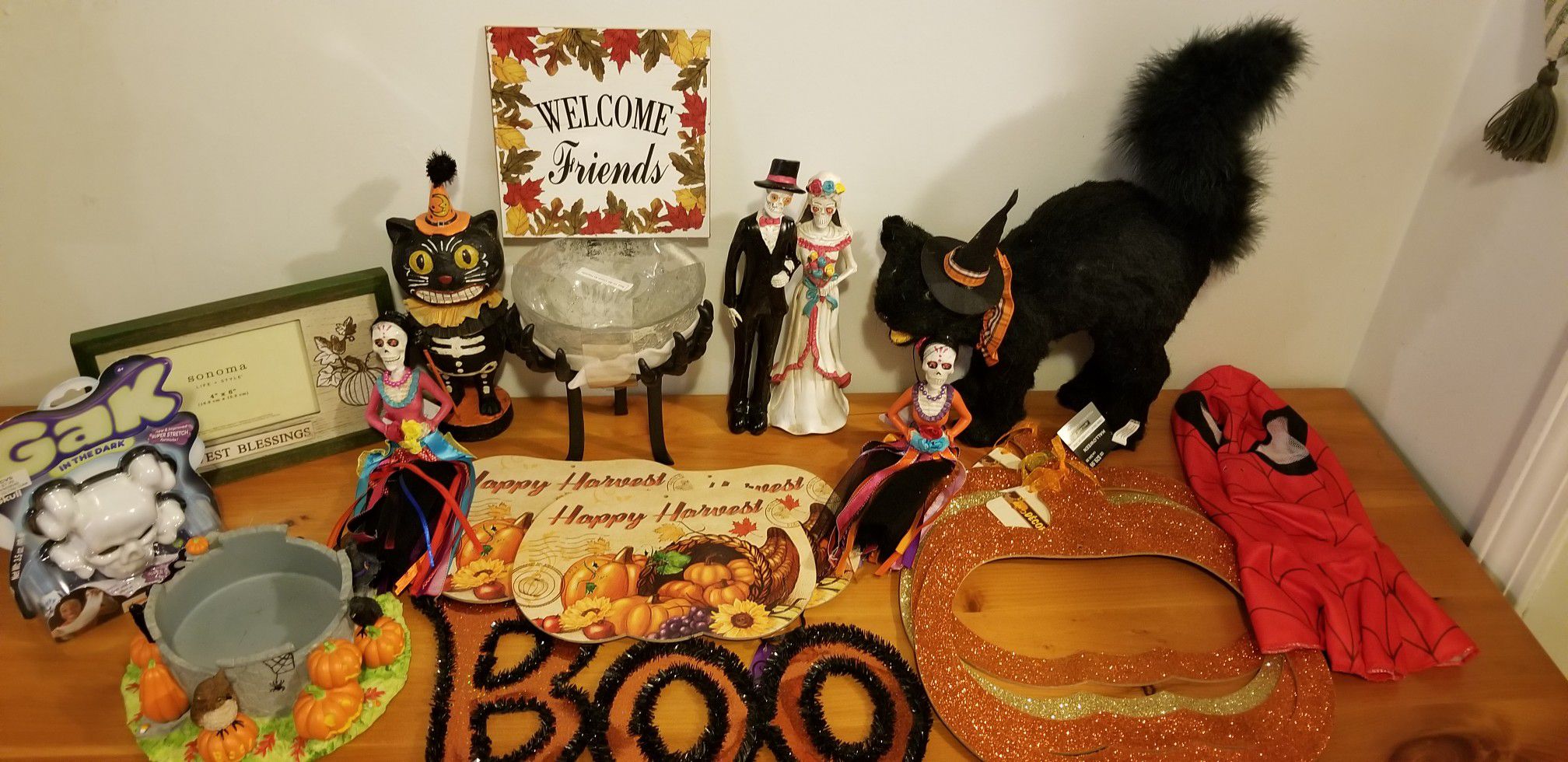 Huge Halloween Decoration Lot New Cat Skeleton Pumpkin