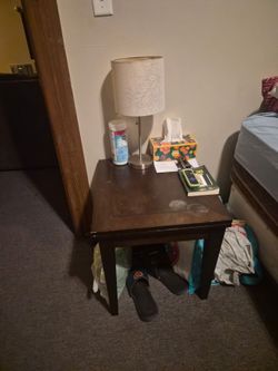 Dark Wood Nightstand End Table
