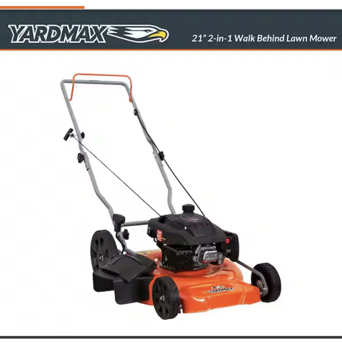 BRAND NEW IN BOX YARDMAX 21 in. 170cc 2 in 1 Gas Walk Behind Push Lawn Mower with High Rear Wheels