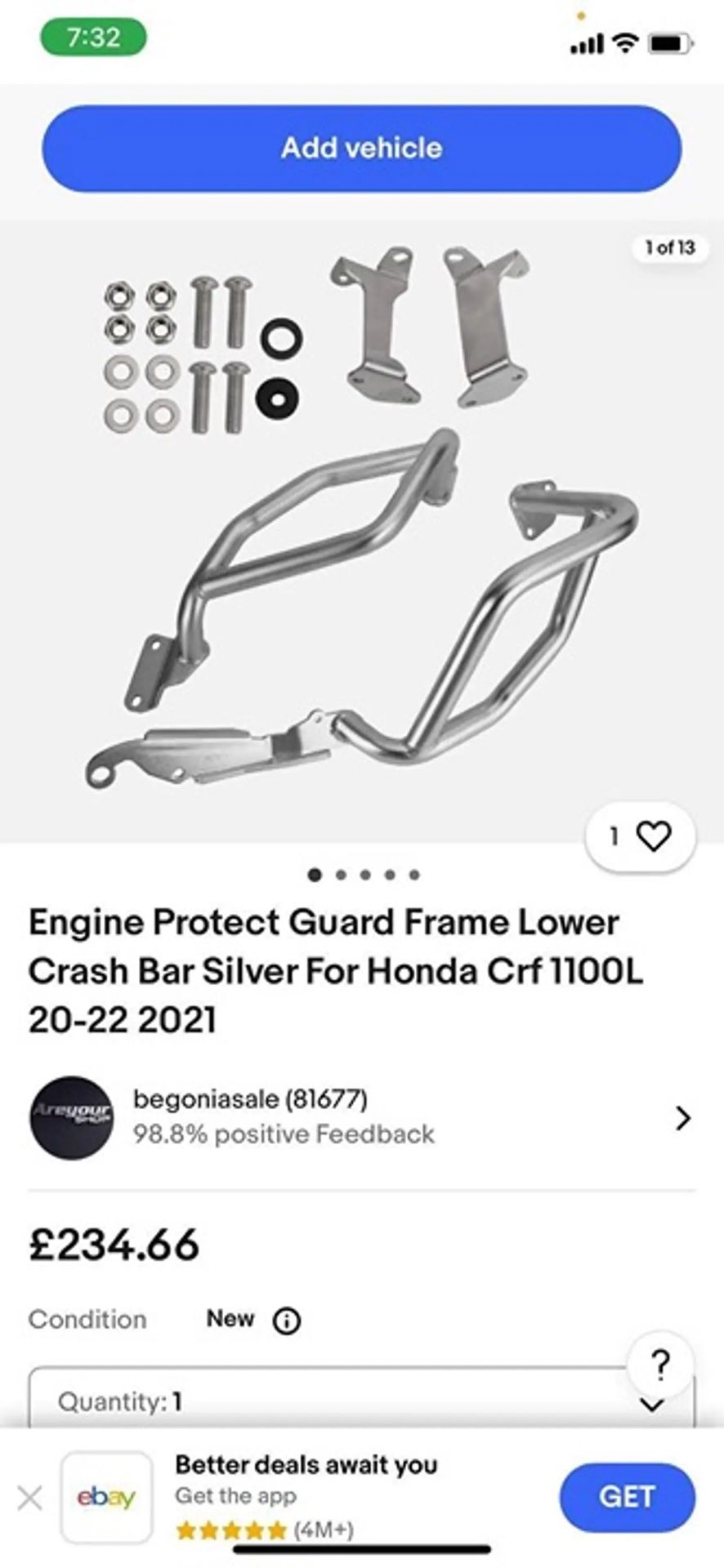 Engine Protect Guard Frame Lower Crash Bar Black For Honda Crf 1100L 20-22 2021