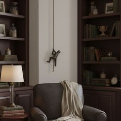 Titan 43" Climbing Man Bronze Cast Iron Wall Sculpture Art Decor Charcoal Gold Elevate Your Space