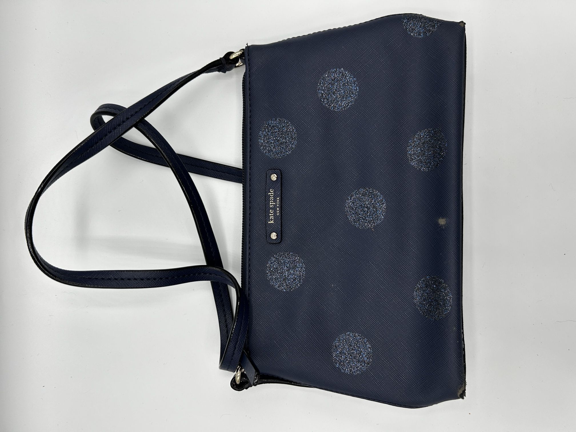 Kate Spade Authentic Haven Lane Ramey Small Crossbody French Navy Glitter Dot